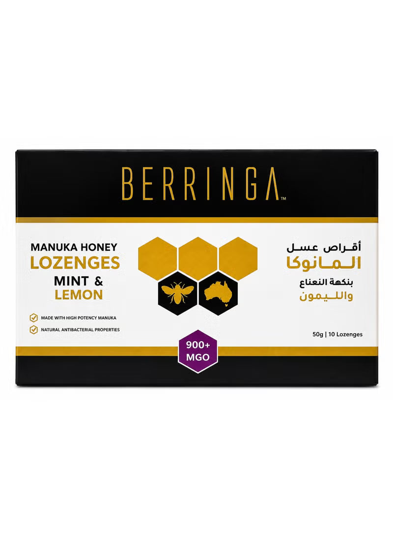 BERRINGA Manuka Honey Lozenges Lemon & Menthol Box 10’S