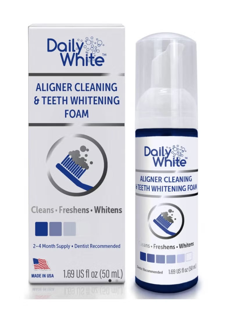 Daily White foam aligner cleaning and teeth whitening