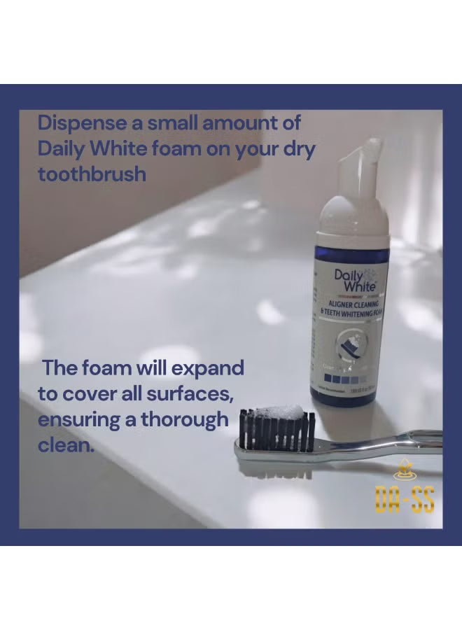 Daily White foam aligner cleaning and teeth whitening