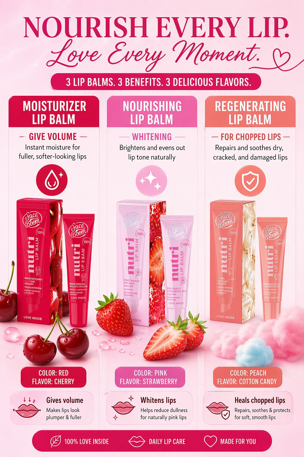 Faceboom Nutri Lip Balm SET OF Three